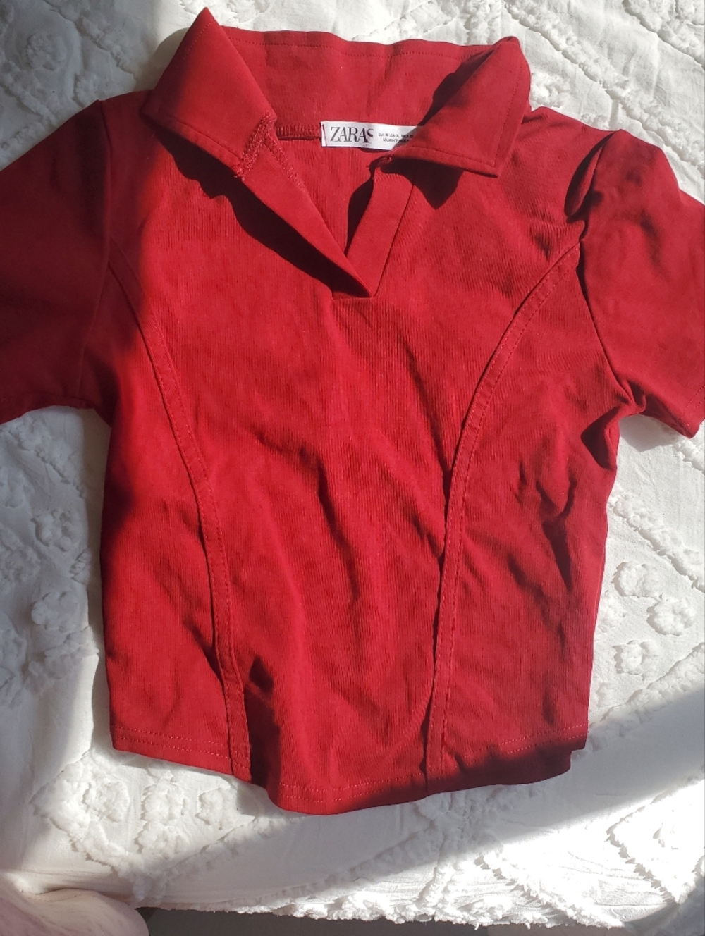 Zara Vibrant Red Crewneck Tee